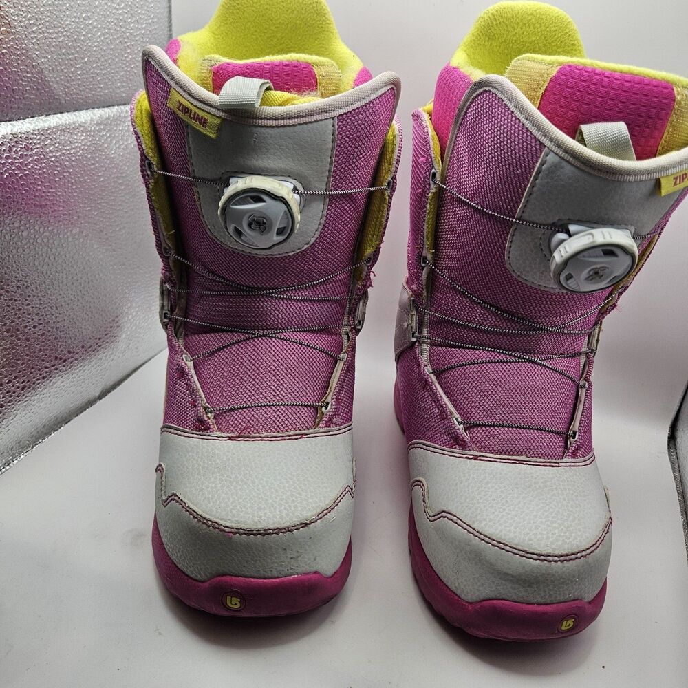 Burton Youth Zipline Boa Pink White Yellow Snowboard Boot Size US 4K/UK 3 READ